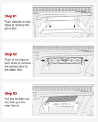 Puroma cabin air filter installation timer suggests a 10-minute setup.