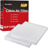 Puroma cabin air filter close-up shows multiple fiber layers improving air quality.
