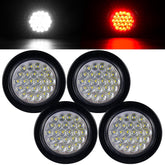 PVerandio 4in LED round trailer light in red for stop and turn signaling with enhanced visibility.
