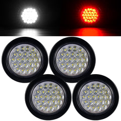 PVerandio 4in LED round trailer light in red for stop and turn signaling with enhanced visibility.