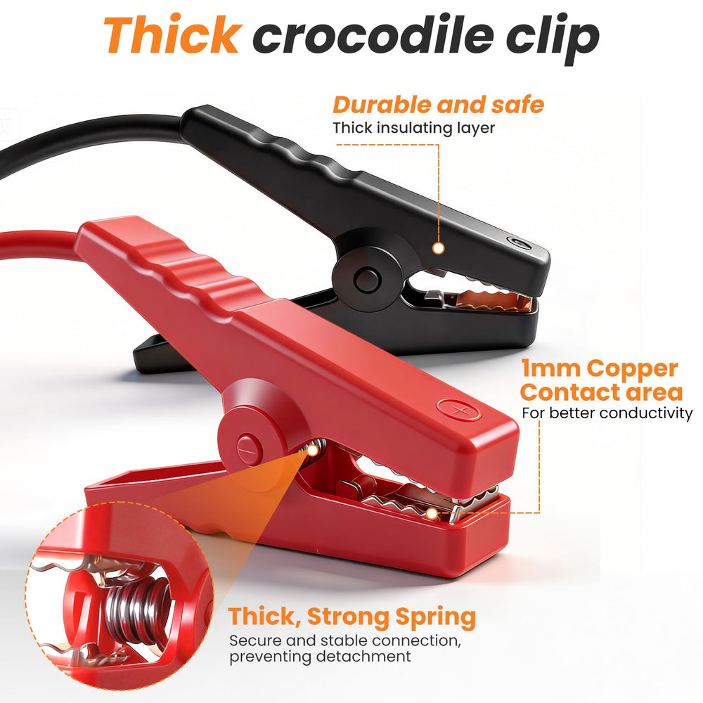 Pxm&MM red and black clamps provide strong grip to battery terminals