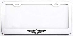 PYCAVREEOM chrome Genesis license plate frame front view with durable, secure protection