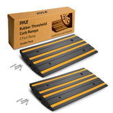 Pyle 2ft rubber threshold ramps with yellow strip for high visibility and grip.