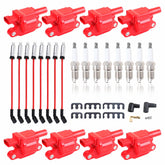Pynccid UF413 square coil pack red front view showing fit for 5.3L V8 GM trucks