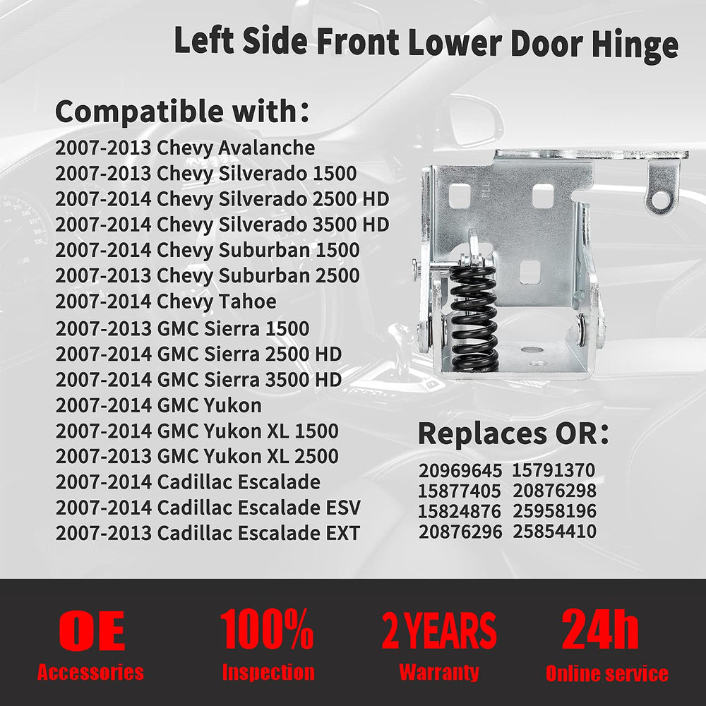 Qagea front lower door hinge left driver side for Chevy Silverado 1500 enhances door movement and durability.