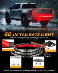 Qasim 60inch tailgate light strip side mount signals clearly.