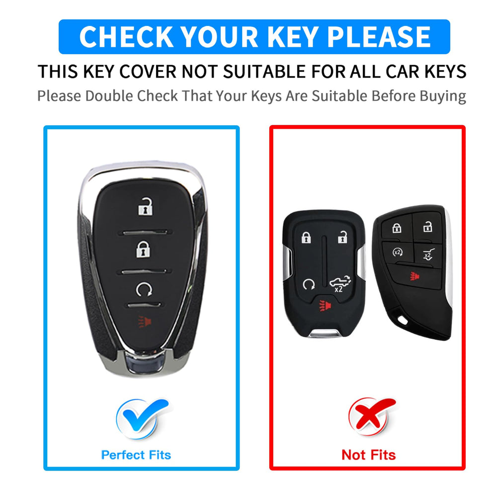 QBUC Chevy key fob cover shows a 4-button layout for secure fitting.