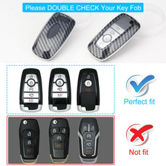 QBUC Ford key fob cover carbon fiber back view shows durable shell.