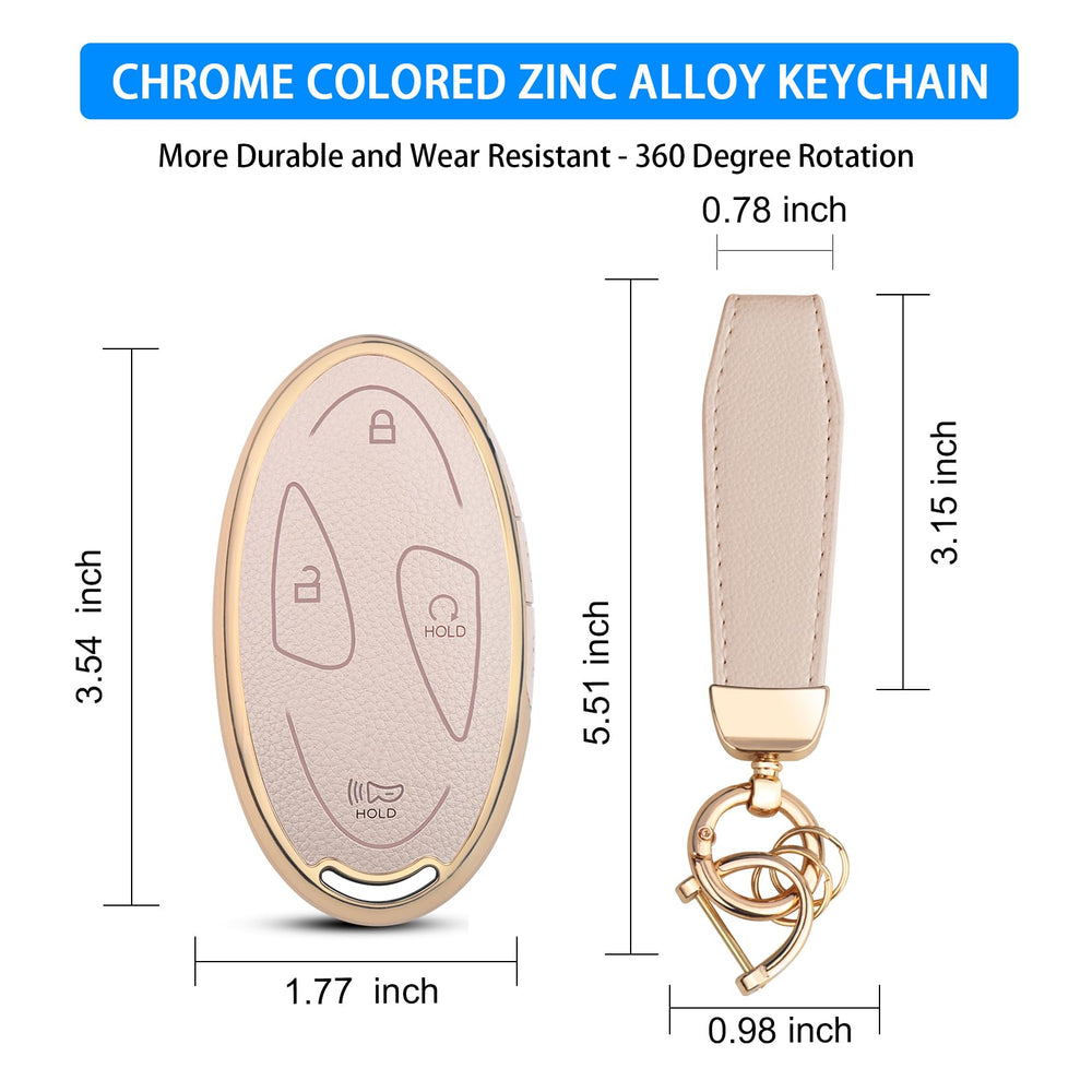 QBUC Hyundai key fob cover cream side view slim profile for pocket-friendly fit