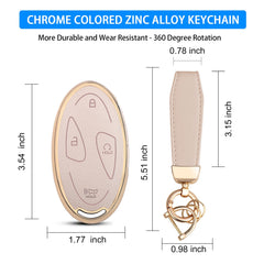 QBUC Hyundai key fob cover cream side view slim profile for pocket-friendly fit