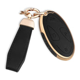 QBUC Hyundai key fob cover with upper leather for premium grip and protection