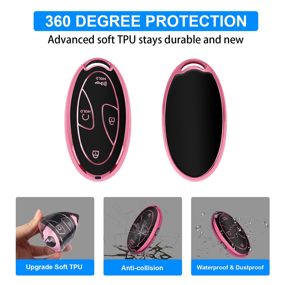 QBUC pink Hyundai key fob cover with screwdriver included for easy install