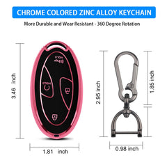 QBUC Hyundai Kona pink key fob cover with clearly aligned side buttons