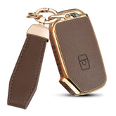 QBUC Kia K5 key fob cover upper leather protects against wear