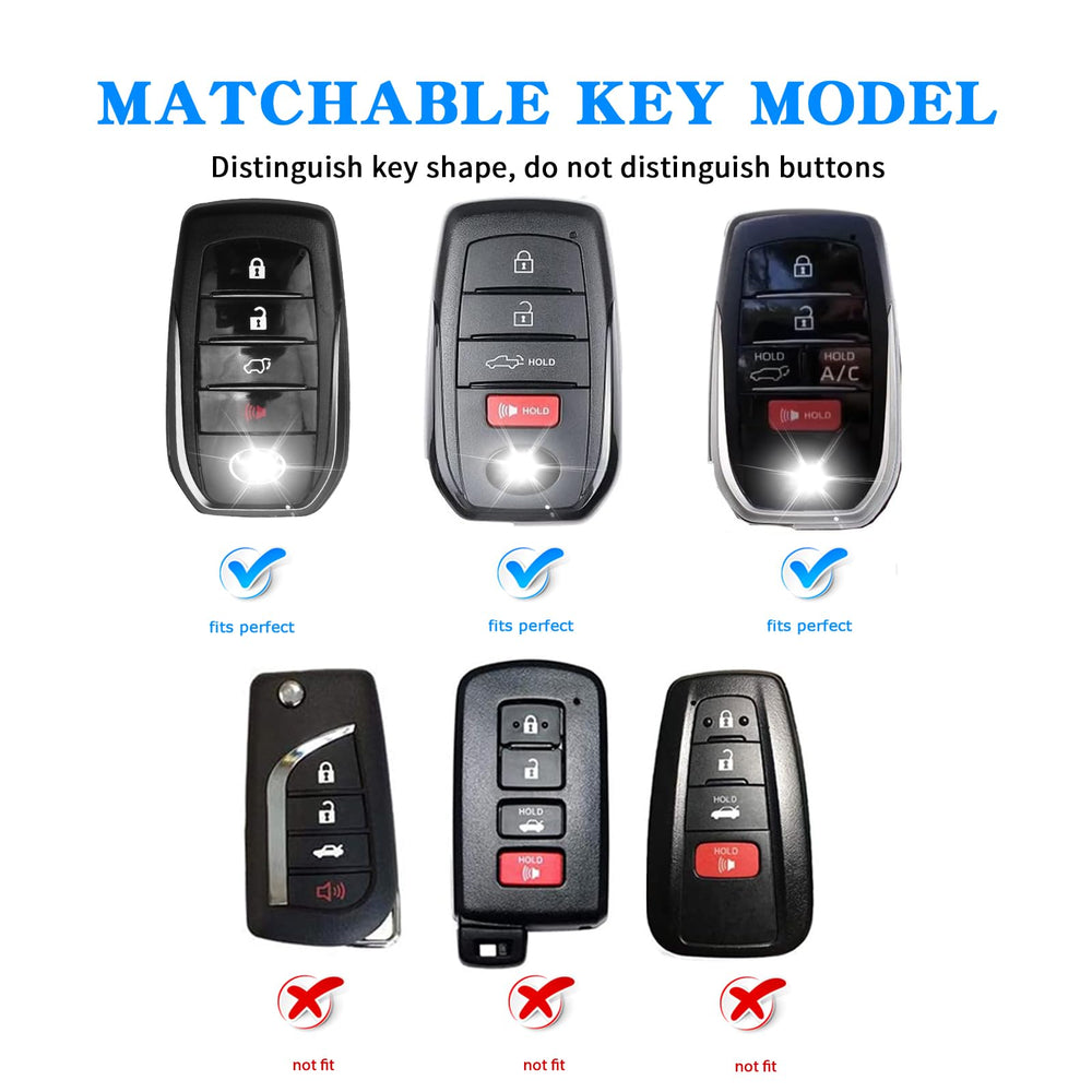 QBUC Toyota key fob cover in silver, back view showing full wrap protective shell.