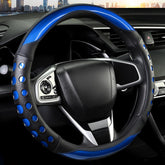 QCYP blue round leather steering cover protecting and stylishly upgrading your wheel