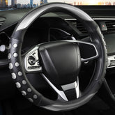 QCYP steering wheel cover in gray front view enhances protection and style