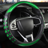 QCYP PU leather steering wheel cover round green 14-15 inch protects and refreshes the wheel