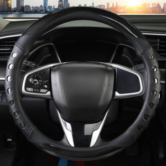QCYP Nappa leather wheel cover in round black finish for premium look.