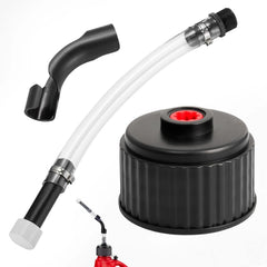 QIANQIAN racing fuel jug hose for spill-free refueling in garages.