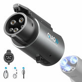 QIAO Tesla to J1772 adapter front view, compact and portable charging aid