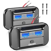 Qidoe 2-pack 12V USB outlet with surface-mount design for easy installation.