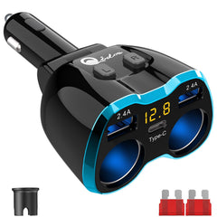 Qidoe 5-in-1 smart charger powering five devices on the road