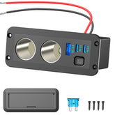 Qidoe dual cigarette-socket panel on a vehicle dash enabling flexible power