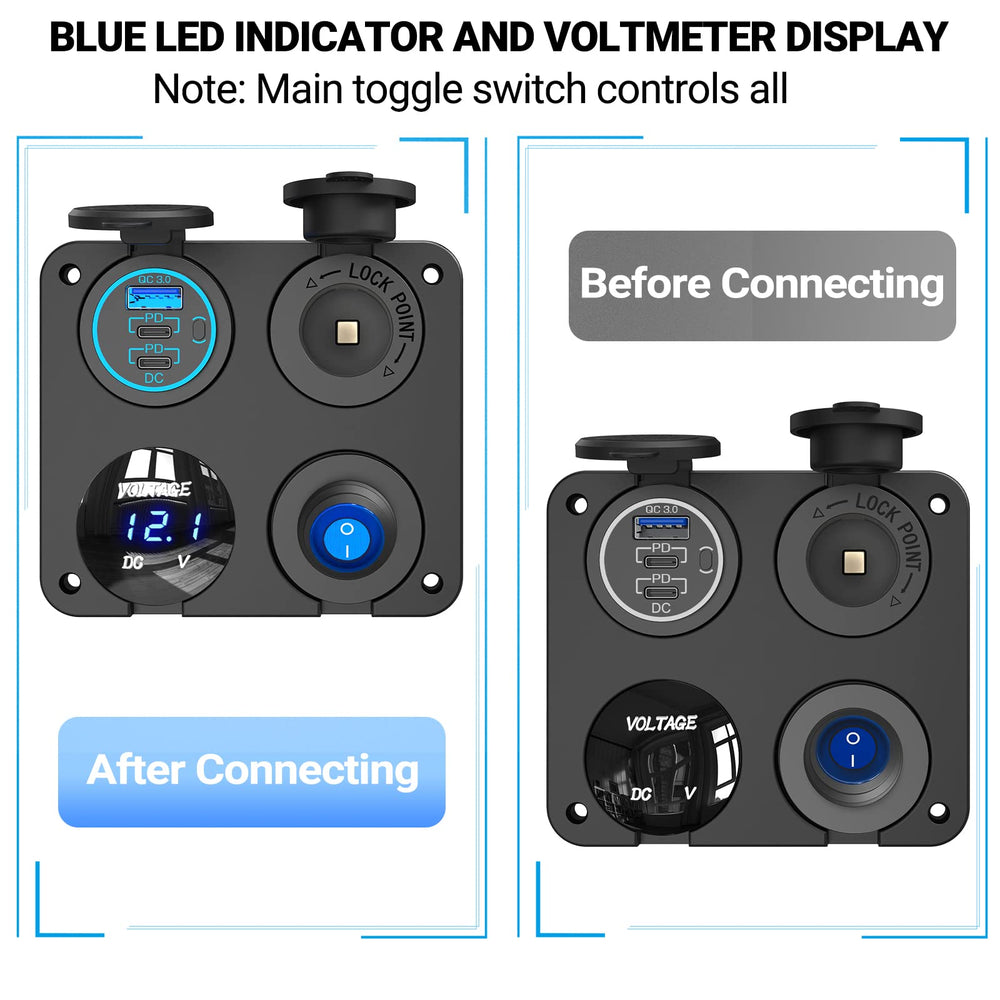 Qidoe LED voltmeter digital display monitors battery health in real time