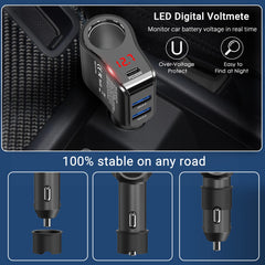 LED voltmeter displays battery status for safer driving.