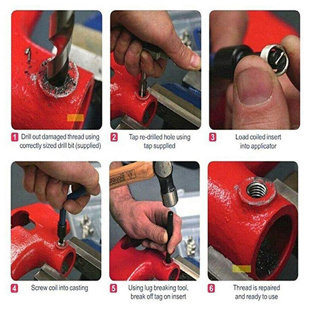 Qiilu M4 Helicoil kit includes screw sockets for quick installation.