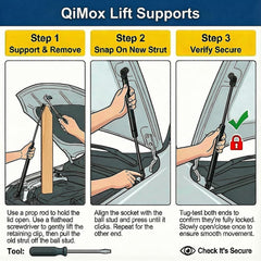 QiMox OEM-style hood struts match Lexus ES350 performance