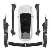 QINQINTU door sill guard for Tesla Model Y Juniper; precise fit with carbon fiber finish.