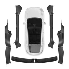 QINQINTU door sill guard for Tesla Model Y Juniper; precise fit with carbon fiber finish.