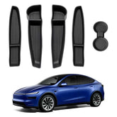 QINQINTU front door storage box fits Model Y Juniper, keeps essentials within easy reach.