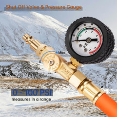 QiuLovesYT Brass RV Winterizing Kit shut-off valve highlights controlled pressure during use