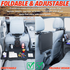 QLHSHOP tablet and drawer-equipped desk expands workspace in compact cars
