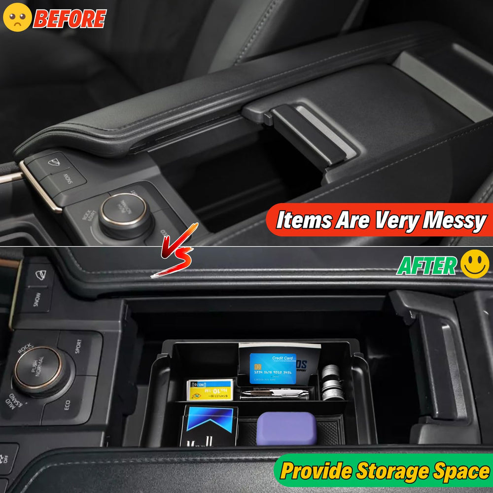 Qlhshop double-layer organizer keeps essentials in reach on the upper shelf.