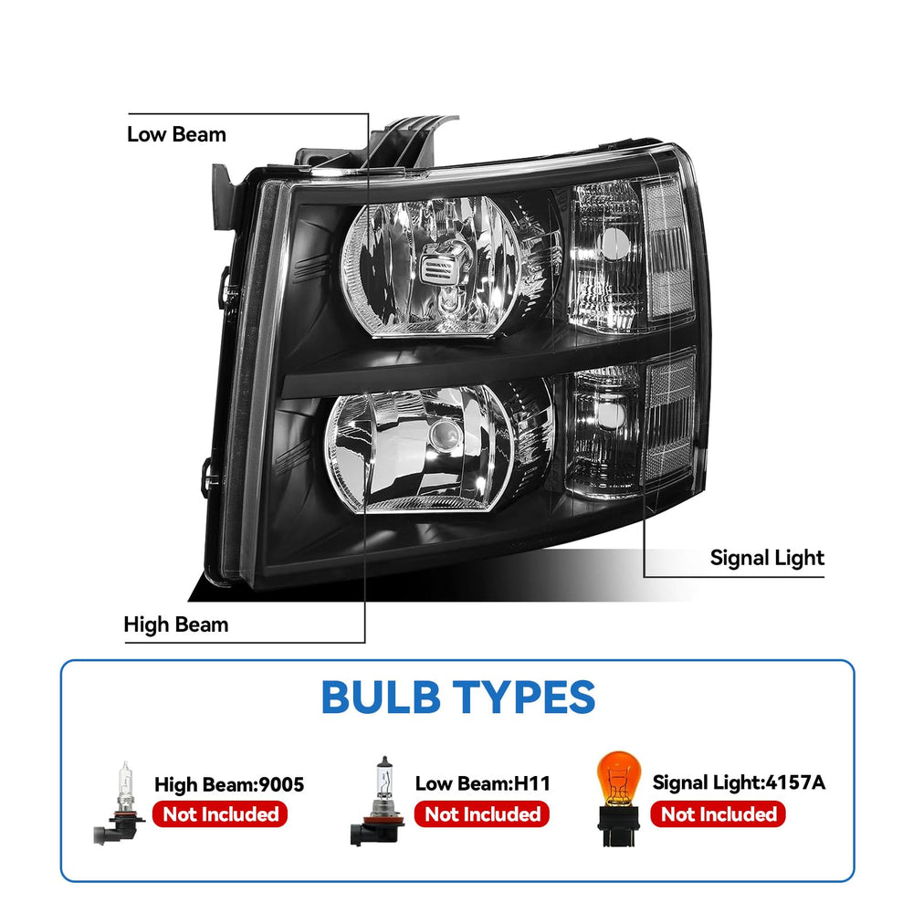 QLLUYTR Chevy Silverado 1500 front headlamp provides crisp illumination and reliable daytime visibility.