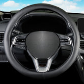 QLLUYTR steering wheel cover for Honda fits 14.5–15 inches, adds refreshed grip and style.