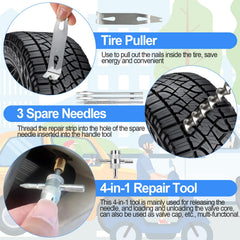 QLOUNI 4-way valve core tool with replacements for slow leaks.