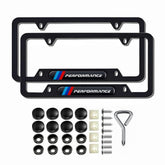QOMAGO license frame front view shows complete installation kit for quick mounting