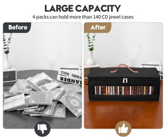 Qozary CD storage box features reinforced fabric and sturdy construction.