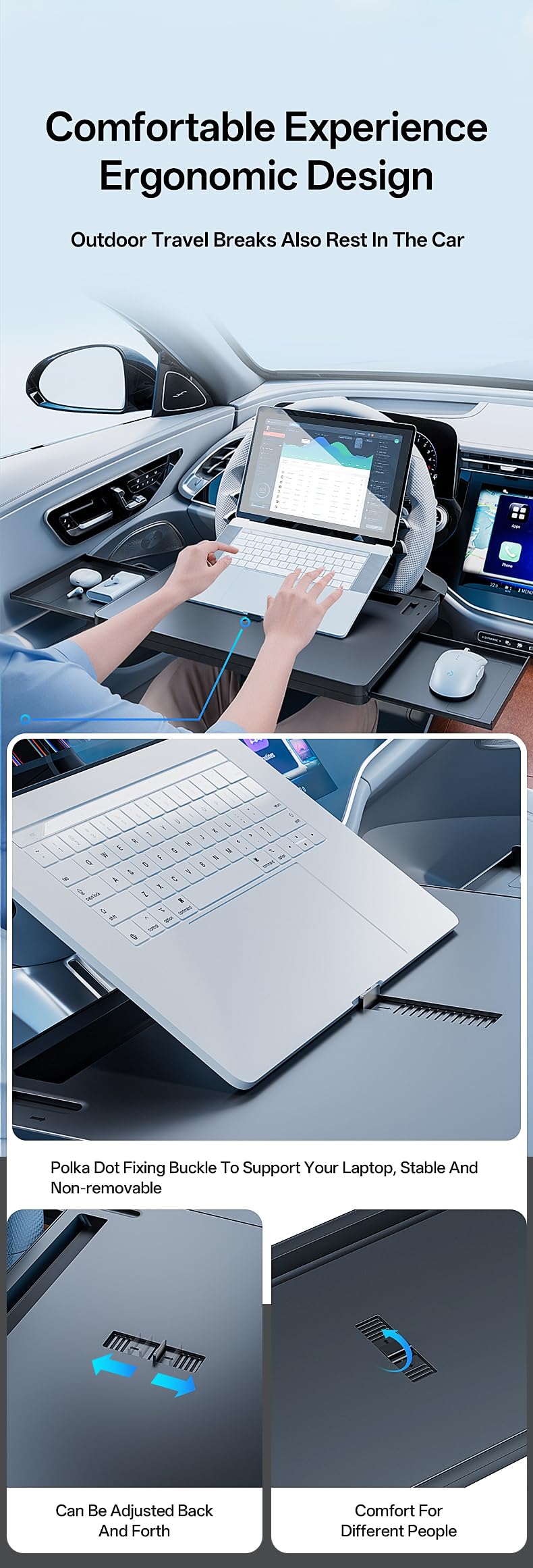 QRabbit travel-ready car tray for busy commutes and waits