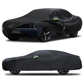 Qualencey Dodge Challenger cover front view showing precise fit and weather protection