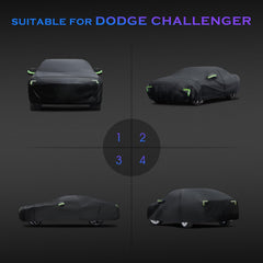 Qualencey Dodge Challenger cover waterproof test illustrating rain and sun resistance