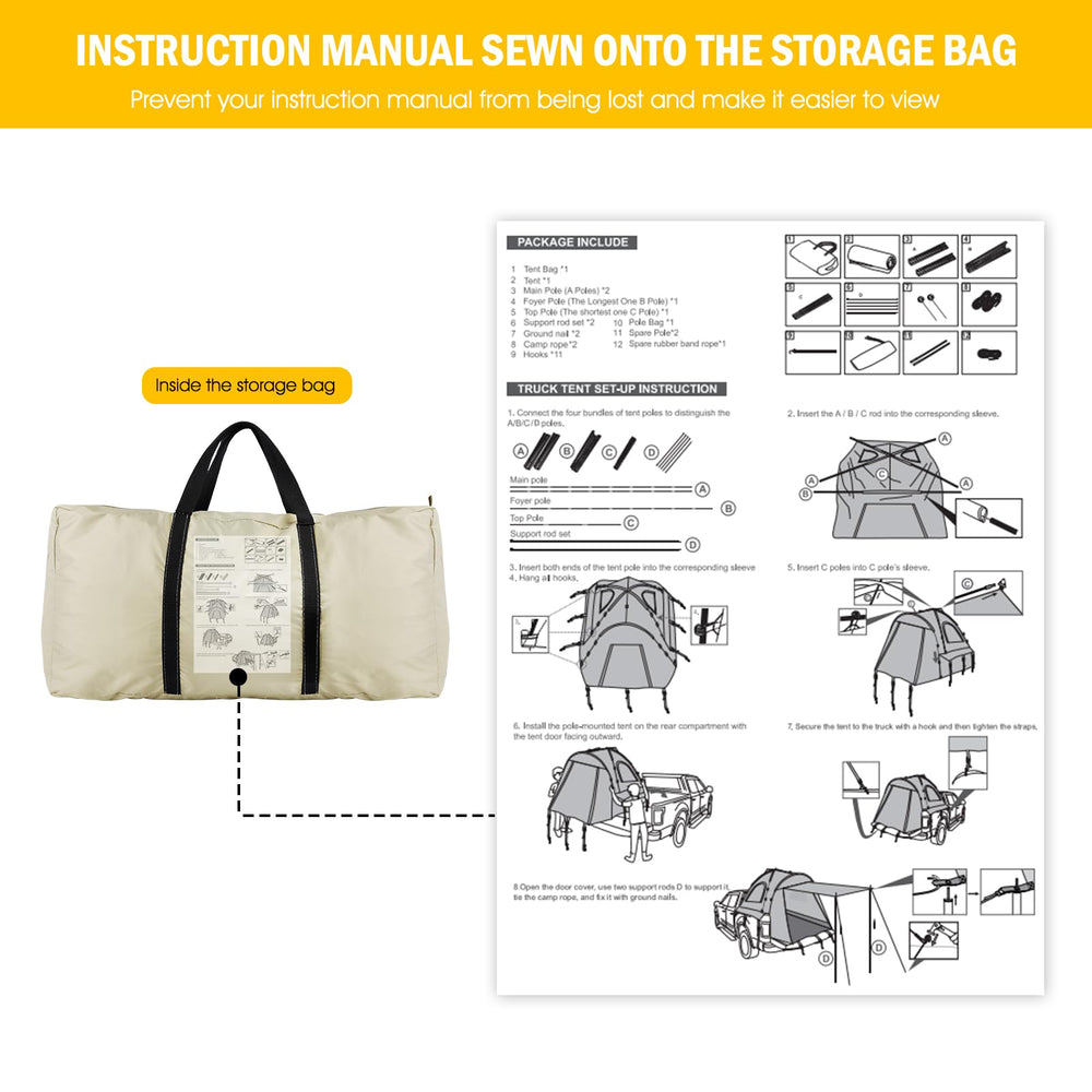 Qualencey pickup tent compatibility covers 5'5'' to 6'3'' beds