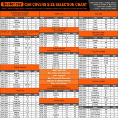 Qualencey truck-cover-front-rear-elastic-hem ensures a snug fit with elastic hems.