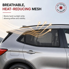 Qualizzi truck window shade provides bug protection while windows are down.