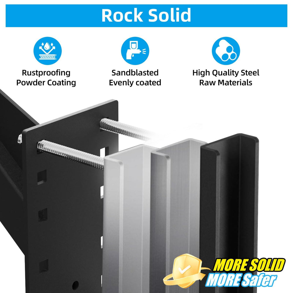 Powder-coated black finish on Qualward mount resists rust in outdoor conditions.